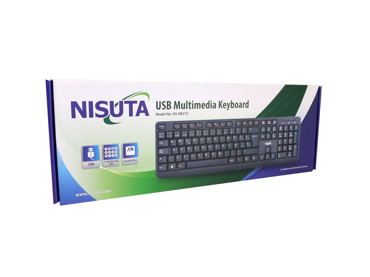 Teclado USB de tinta durable y 12 teclas multimedi