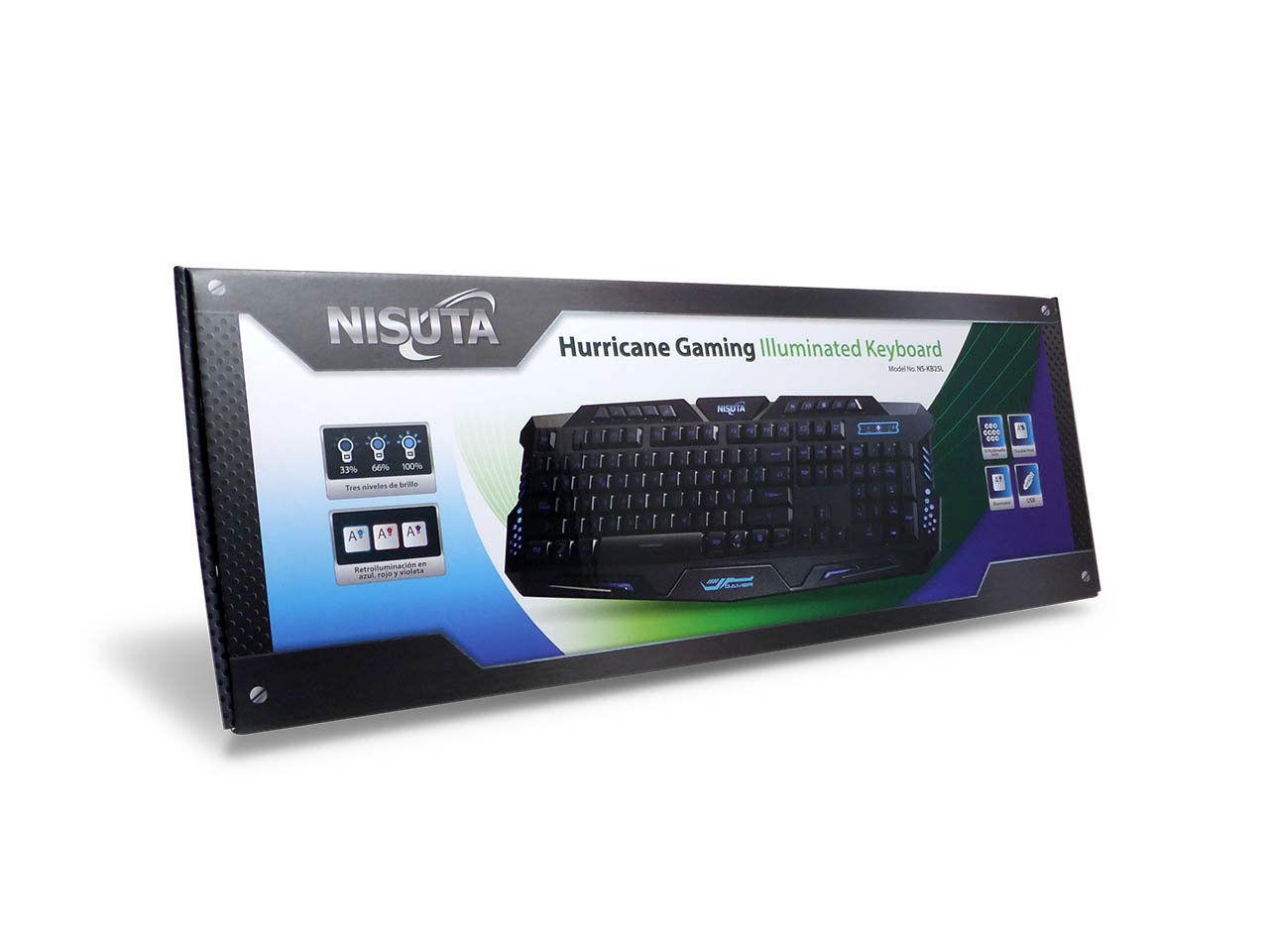 Teclado USB retroiluminado y 10 teclas multimedia